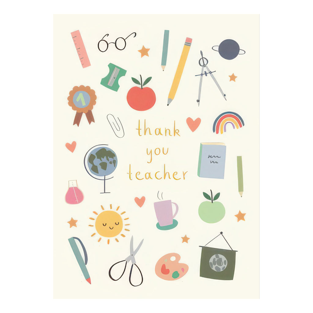 School Supplies Teacher Thank You Card | Calypso Cards – Outer Layer