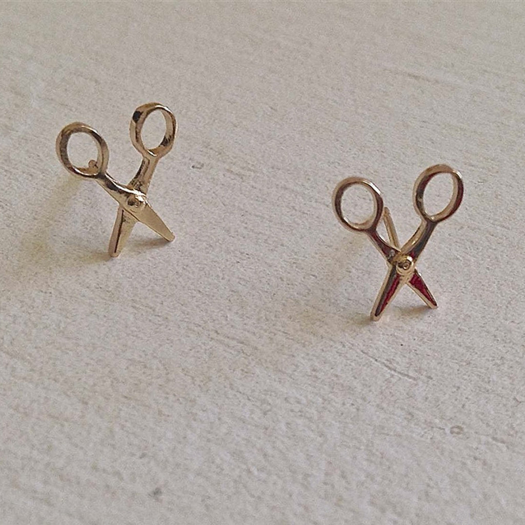 Scissor Stud Earrings Gold.