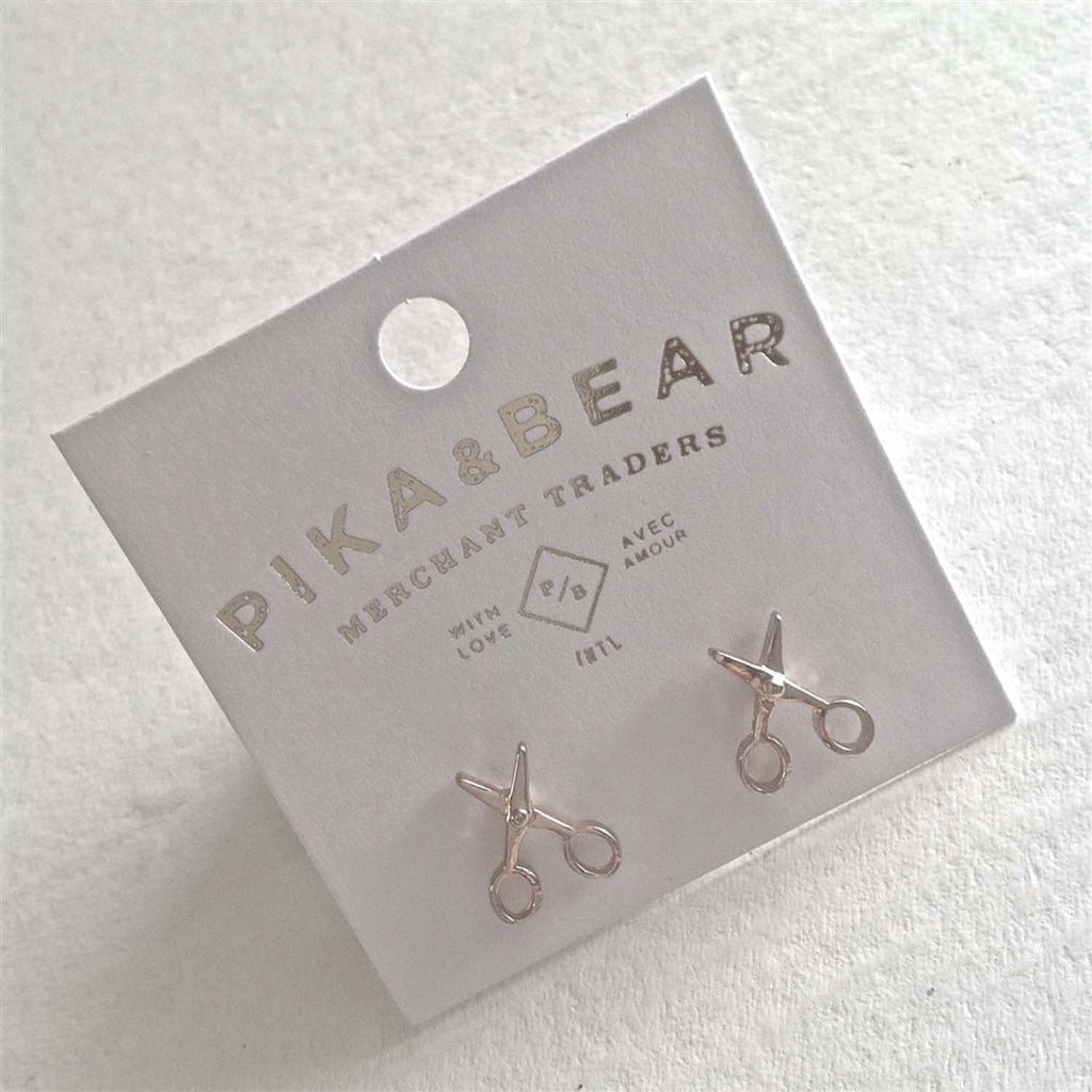 Scissor Stud Earrings Silver packaging.