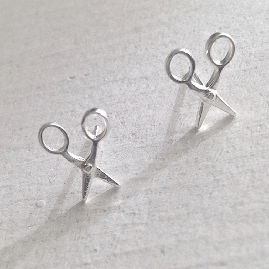Scissor Stud Earrings Silver.