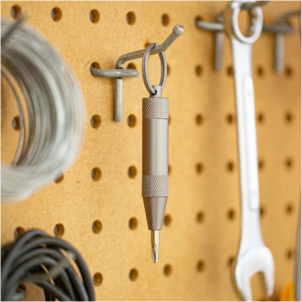 Screw It! Key Ring on wall.