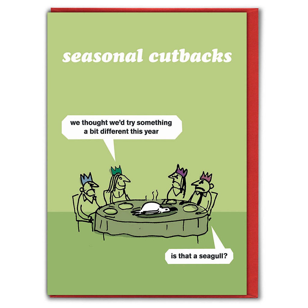 Seagull Christmas Cutbacks Card.