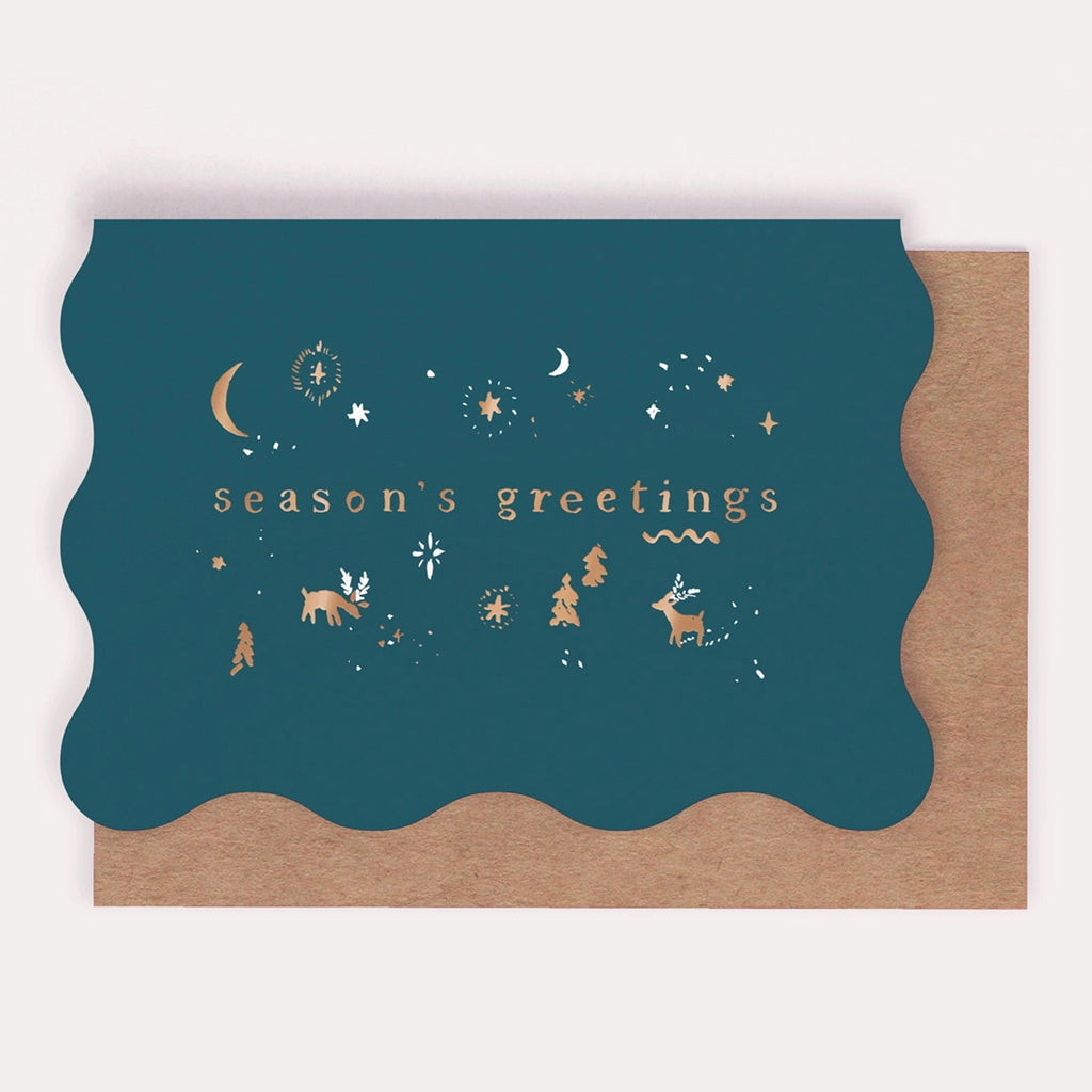Seasons Greetings Wavy Holiday Card.