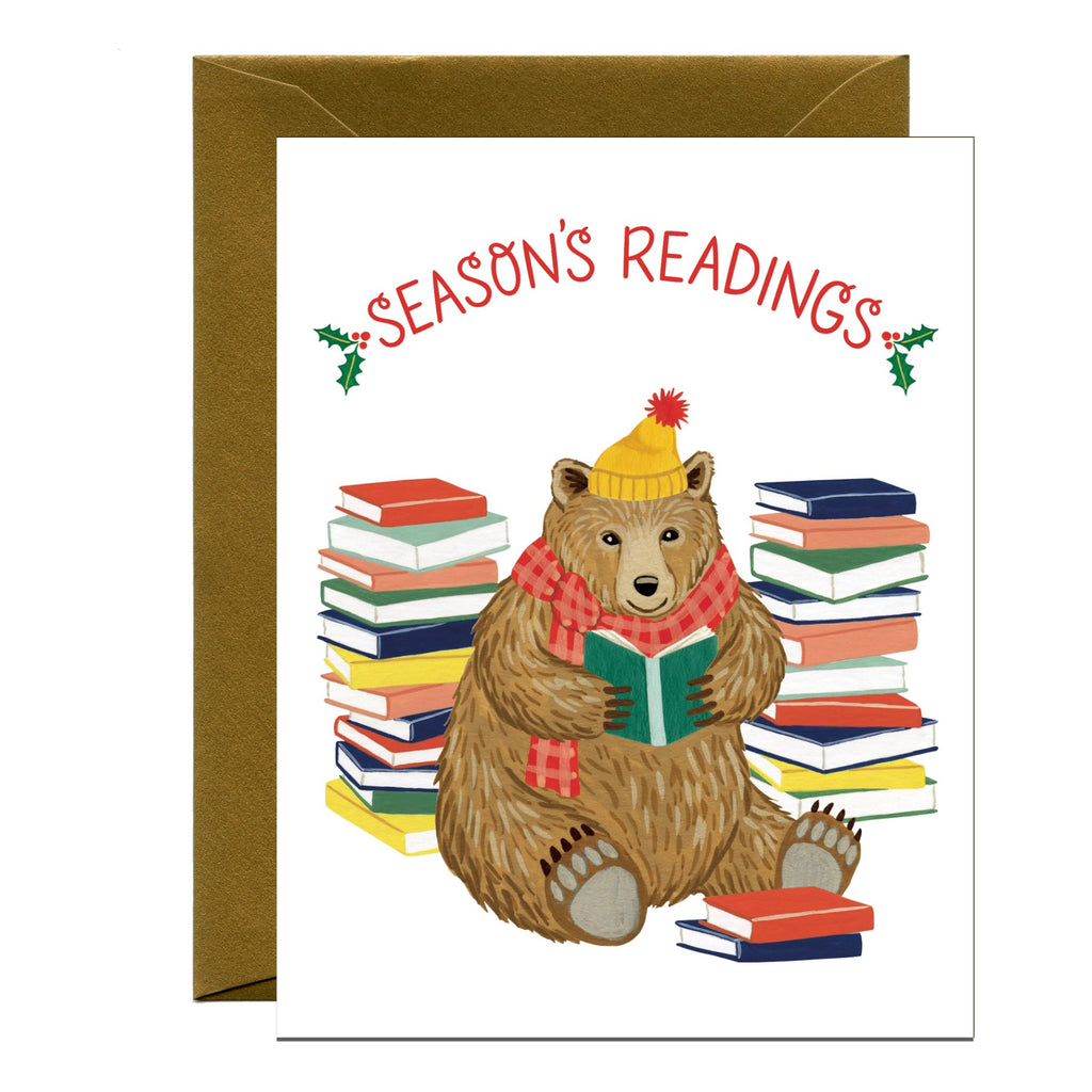 Season's Readings Bear Holiday Card.