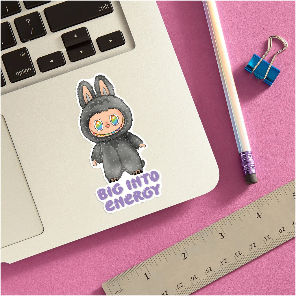 Secret Labubu Big Into Energy Sticker on computer.