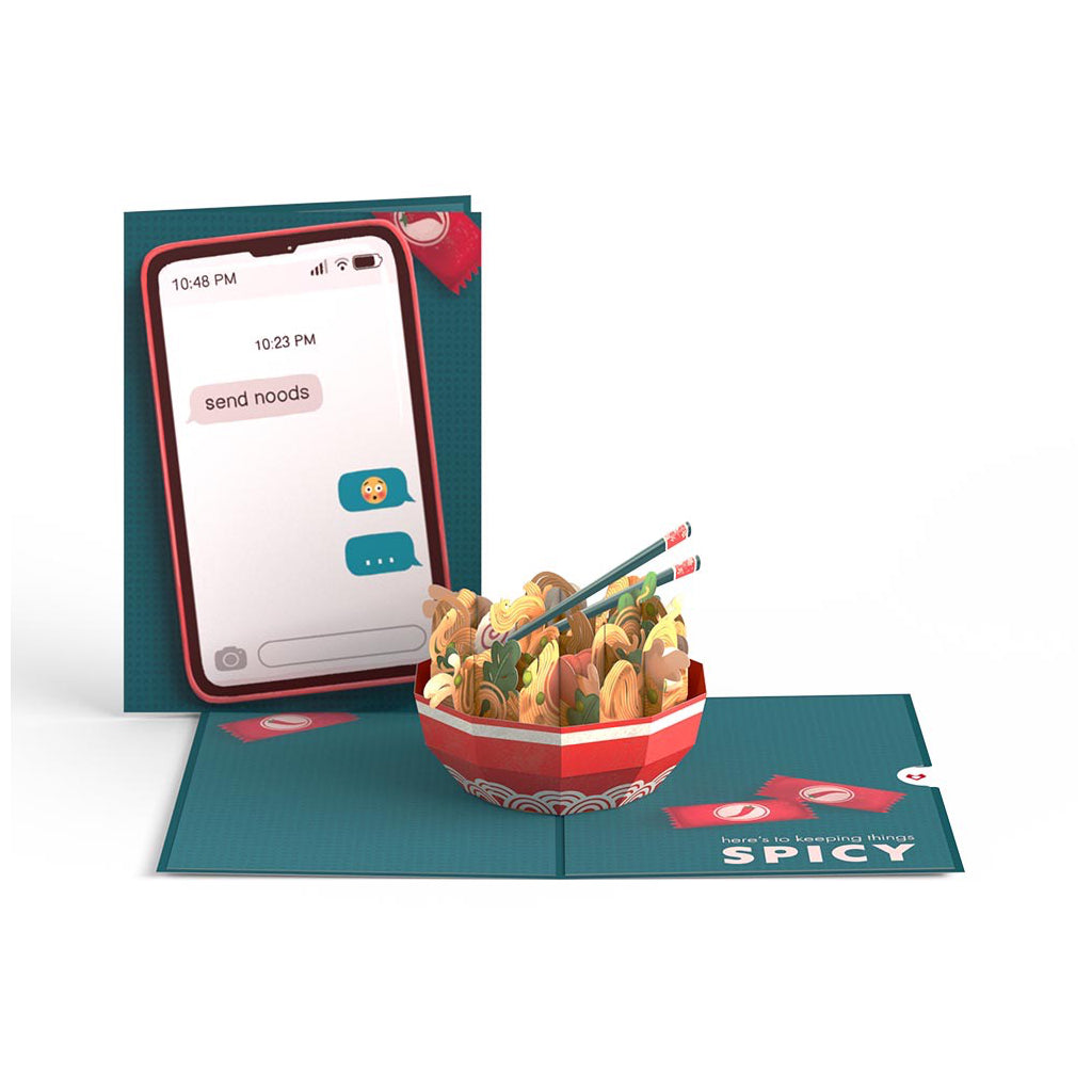 Send Noods Spicy Pop-Up Card showing front as well.