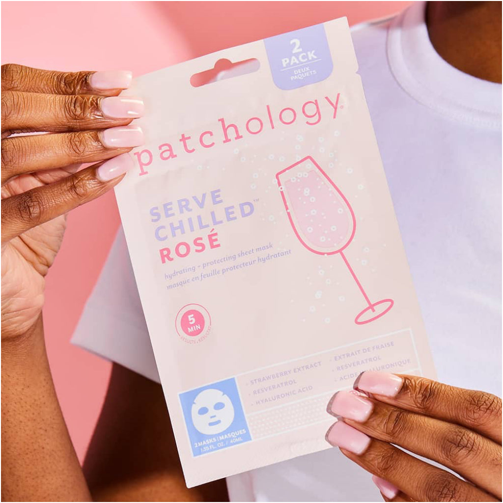 Serve Chilled Rosé Hydrating Sheet Masks 2 Pack in hand.