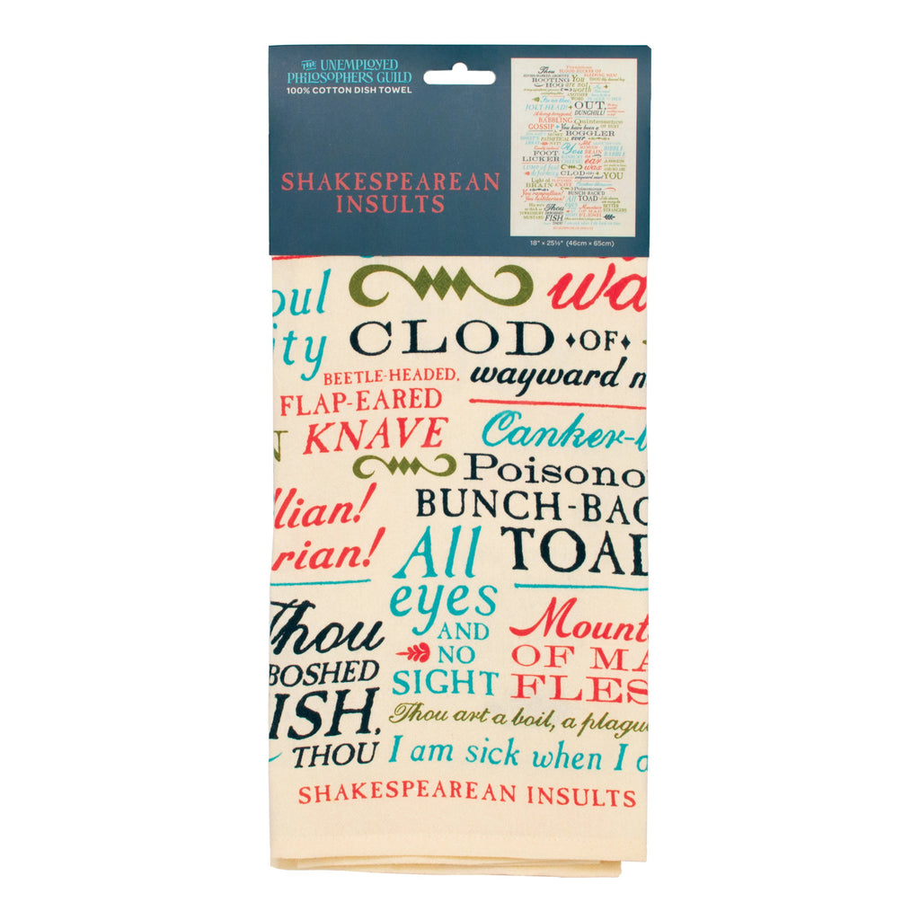 Shakespearean Insults Towel packaging.