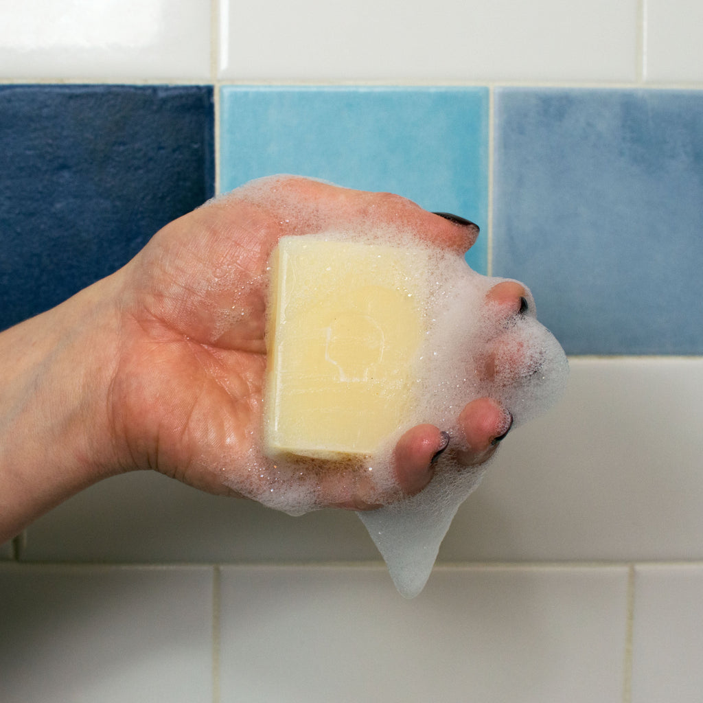 Shakespeare's Bard of Soap in hand.