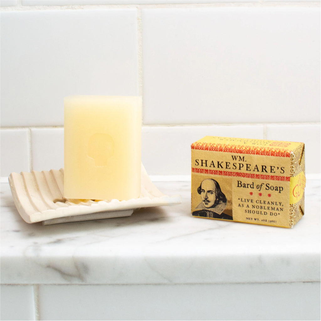 Shakespeare's Bard of Soap on counter.