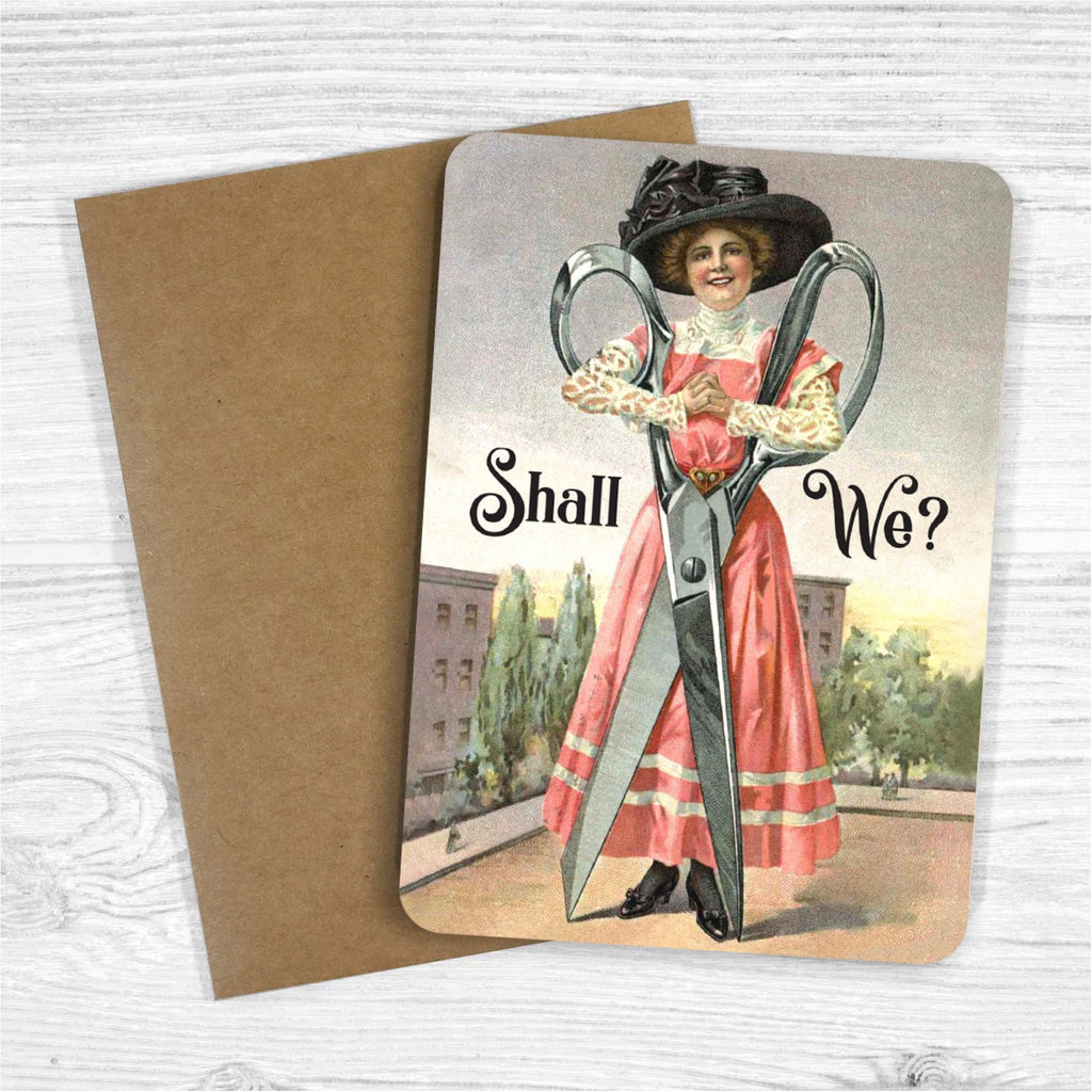 Shall We (Scissor) Card on table.