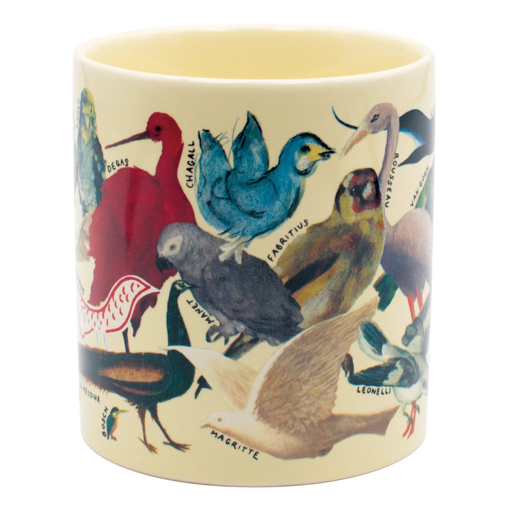 Side of Artistic Bird Mug.