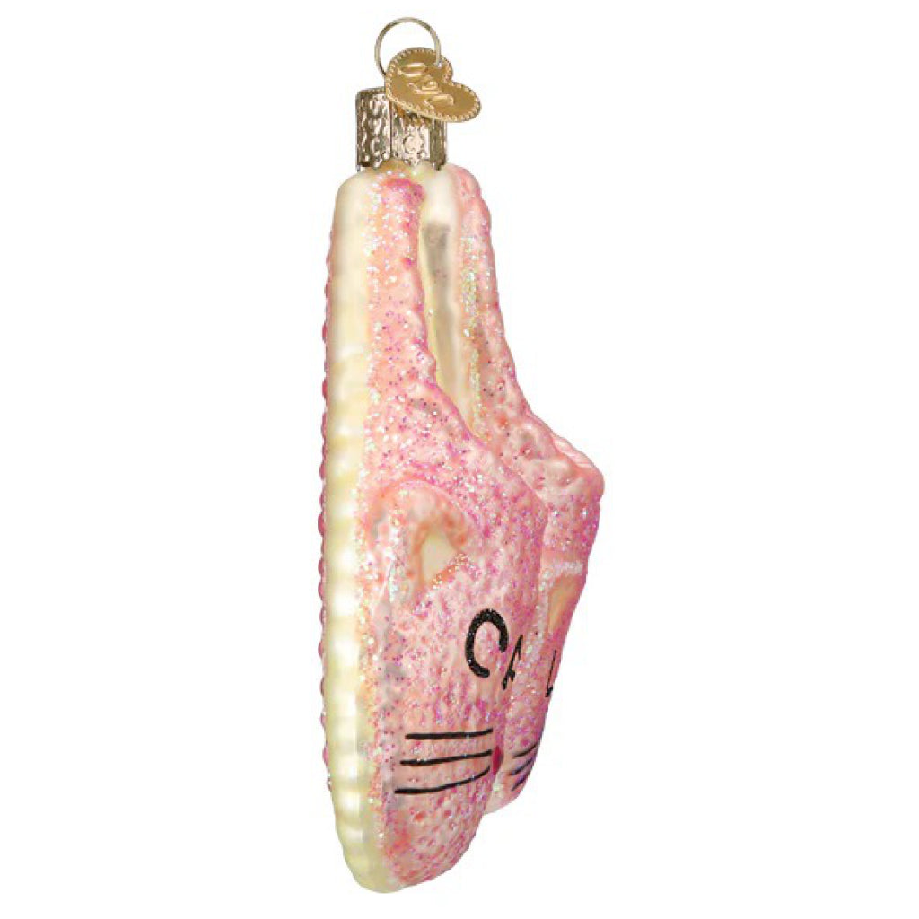 Side of Cat Lady Slippers Ornament.