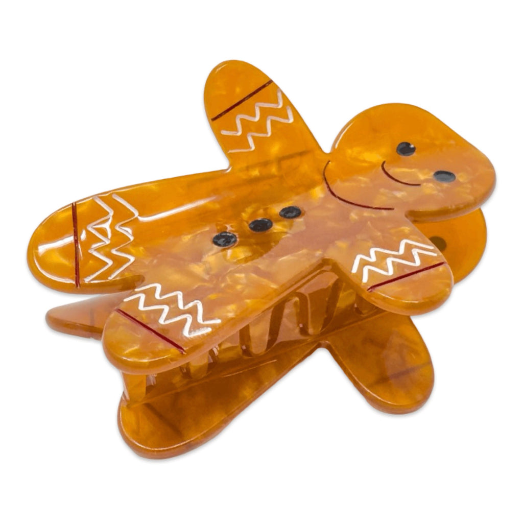 Side of Gingerbread Holiday Hair Claw.