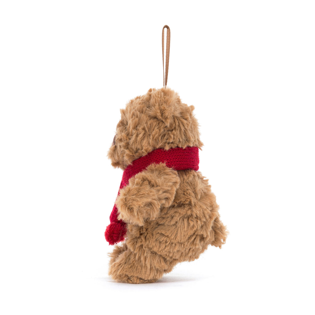 Side of Jellycat Bartholomew Bear Ornament.