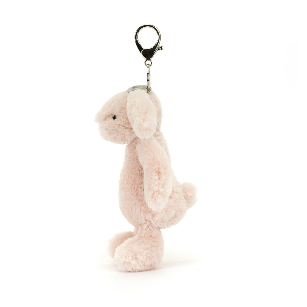 Side of Jellycat Bashful Blush Bunny Bag Charm.