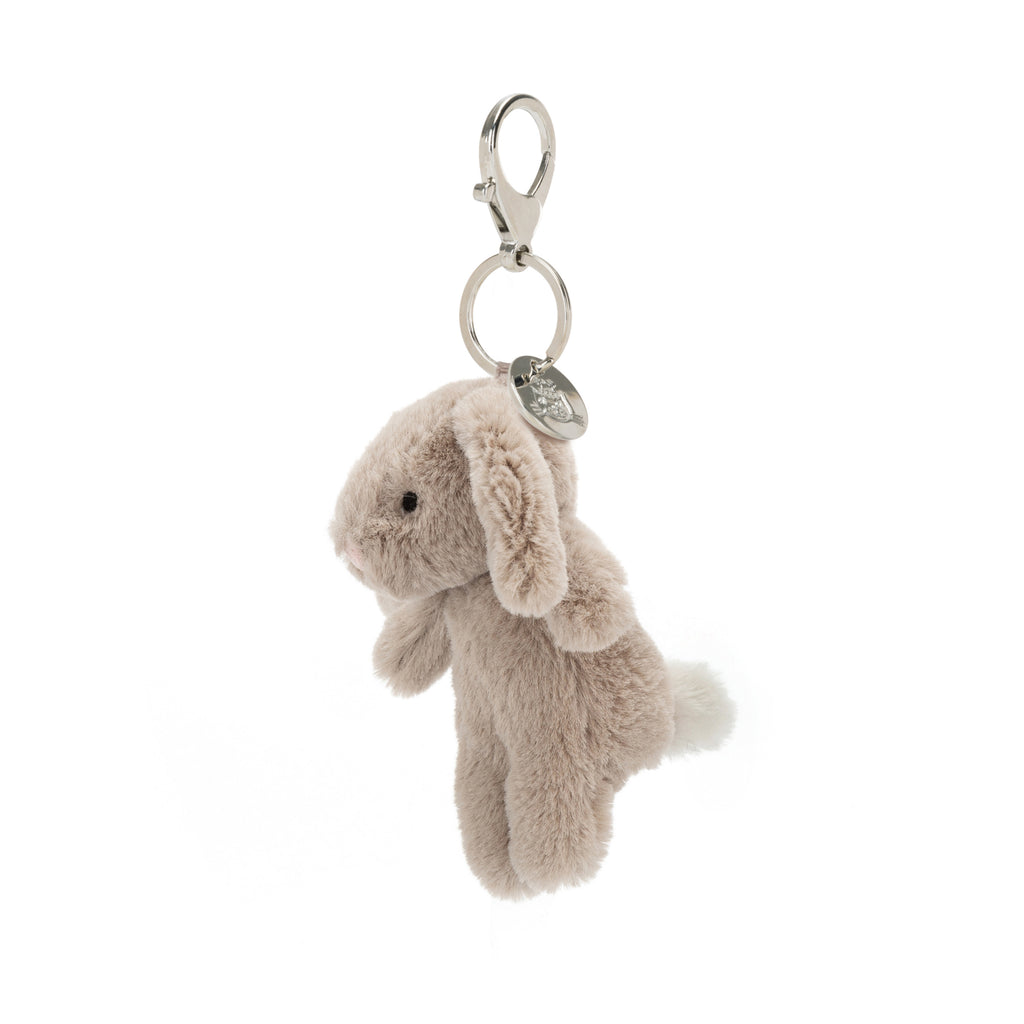 Side of Jellycat Bashful Bunny Beige Bag Charm.