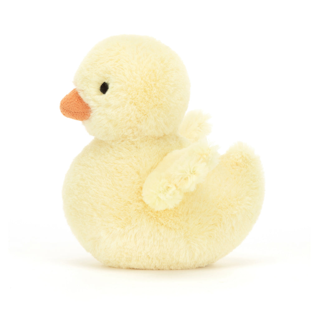 Side of Jellycat Fluffy Duck.