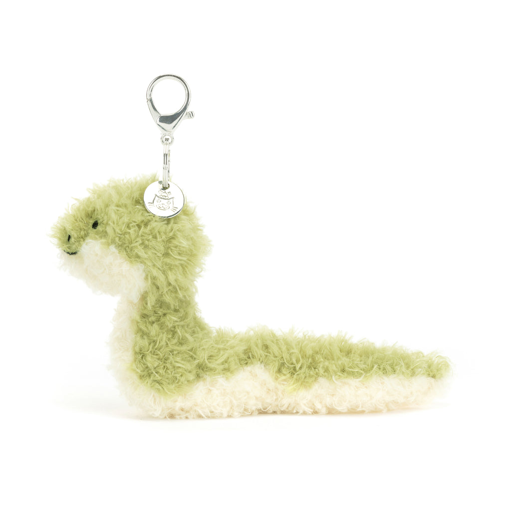 Side of Jellycat Little Snake Bag Charm.