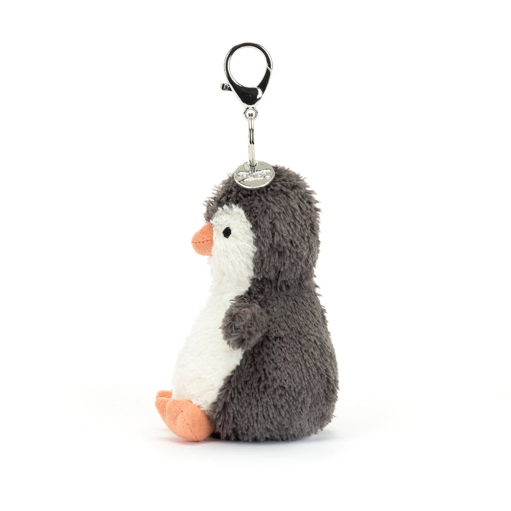 Side of Jellycat Peanut Penguin Bag Charm.