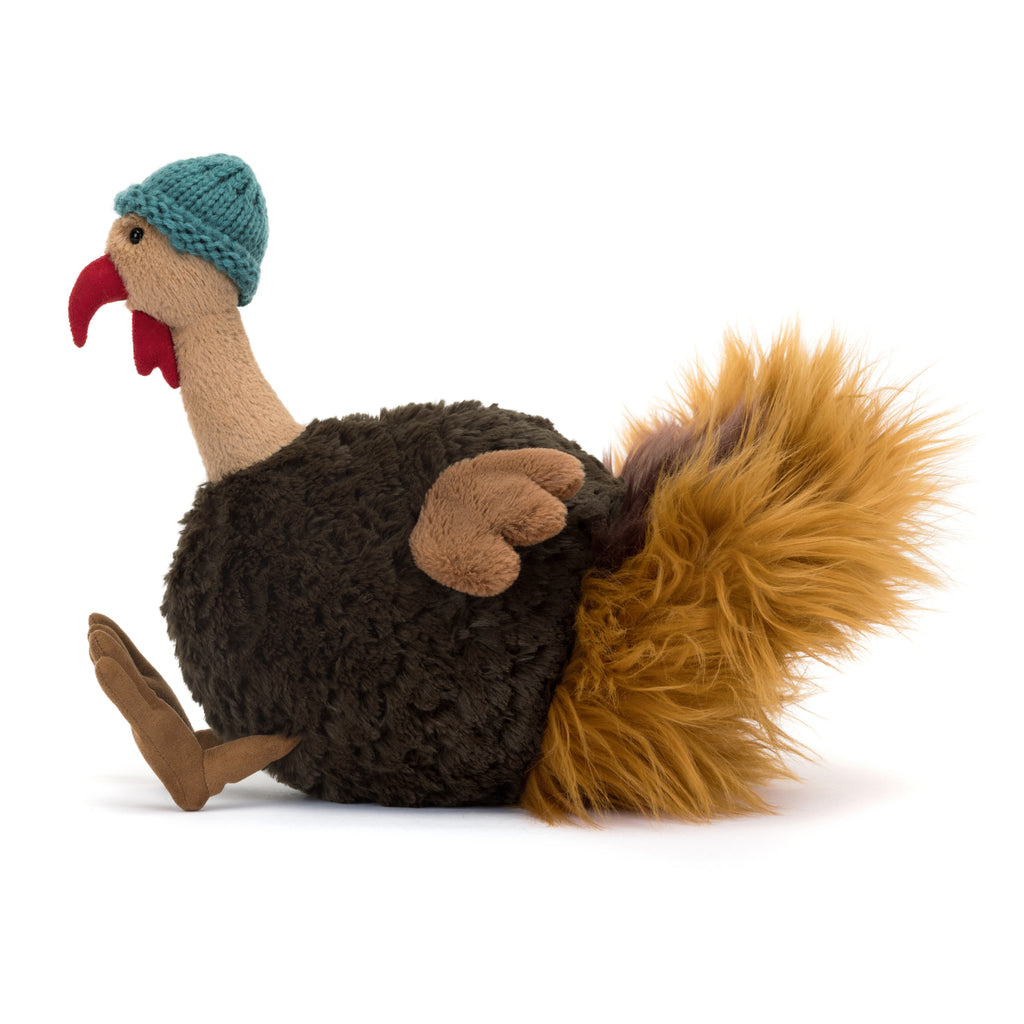 Side of Jellycat Theo Turkey.