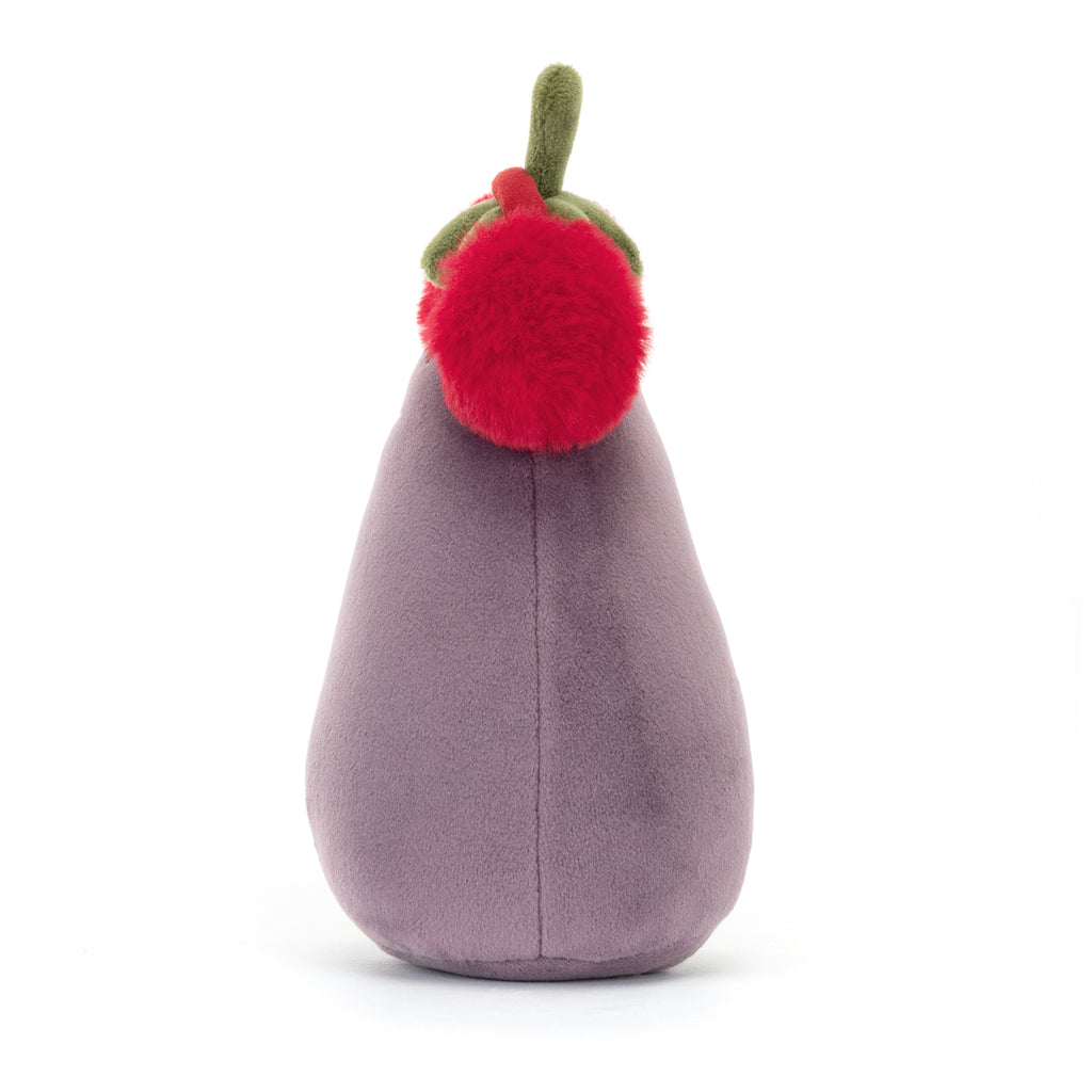 Side of Jellycat Toastie Vivacious Red Eggplant.