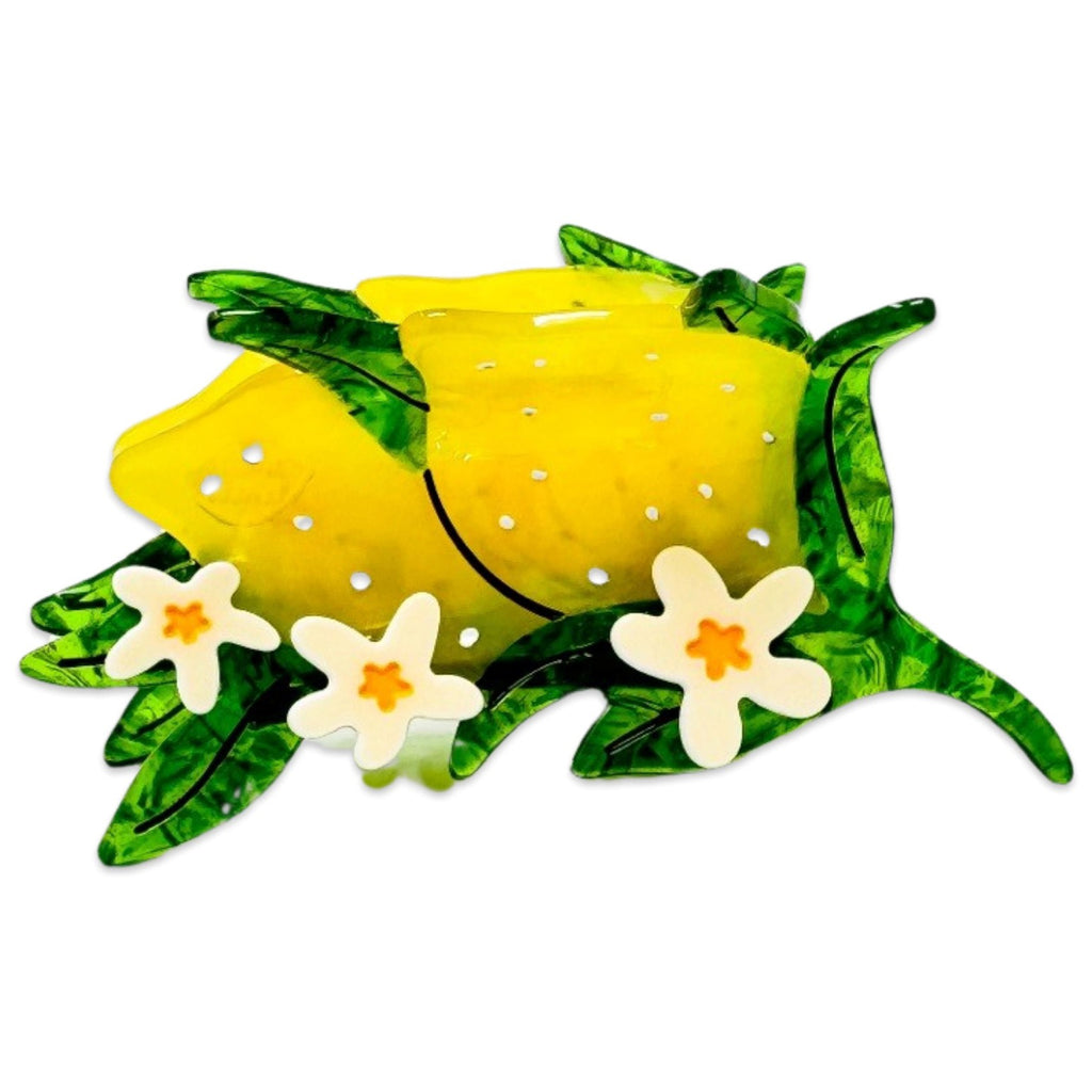 Side of Lemon and Flowers Hair Claw.