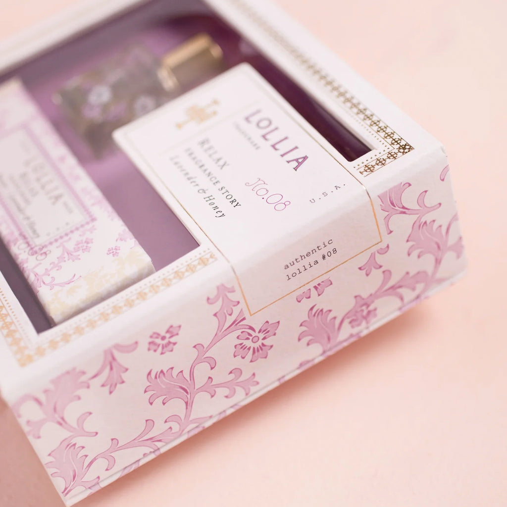 Side of Lollia Relax Fragrance Story Gift Set.