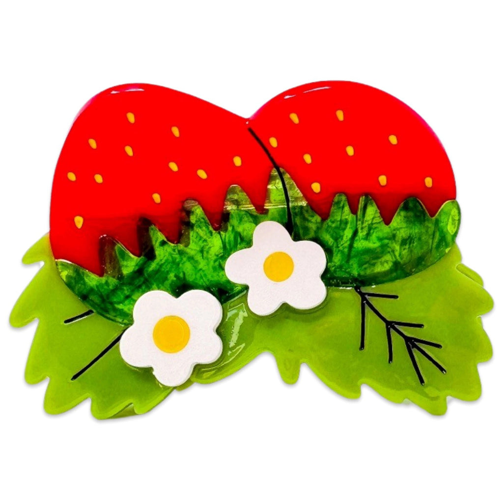 Side of Strawberries and Flowers Hair Claw.