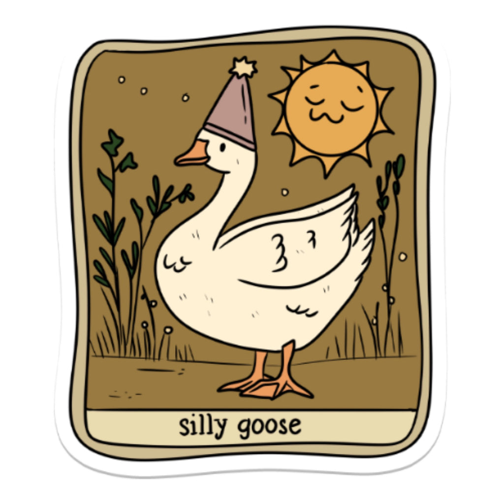 Silly Goose In Hat Sticker.
