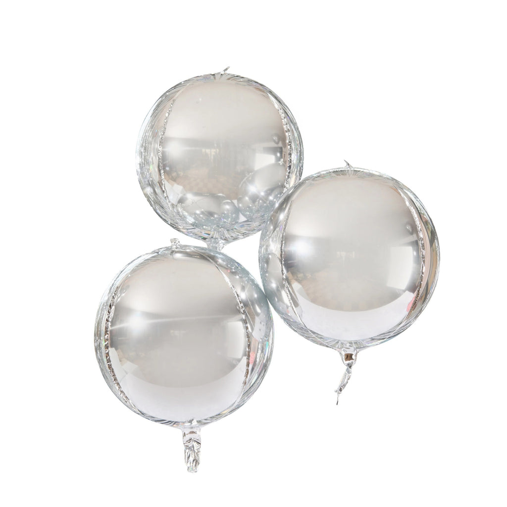 Silver Orb Foil Balloons Pack Of 3.