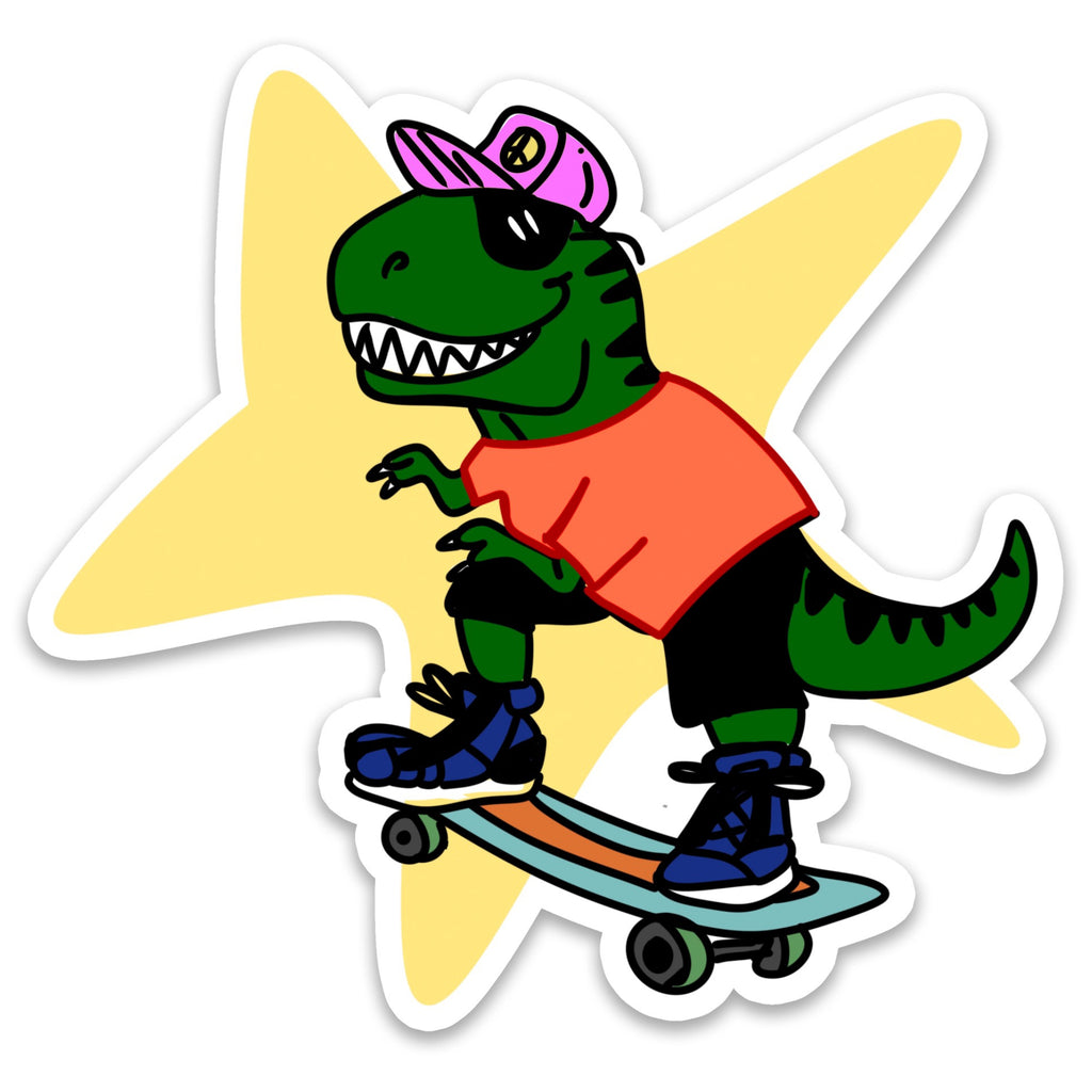 Skateboard Dinosaur Sticker.