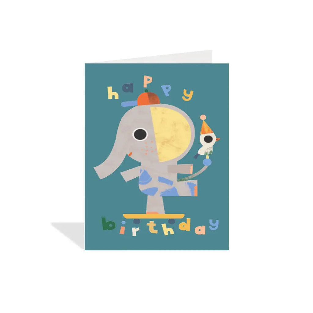 Skateboard Elephant Birthday Enclosure Card.