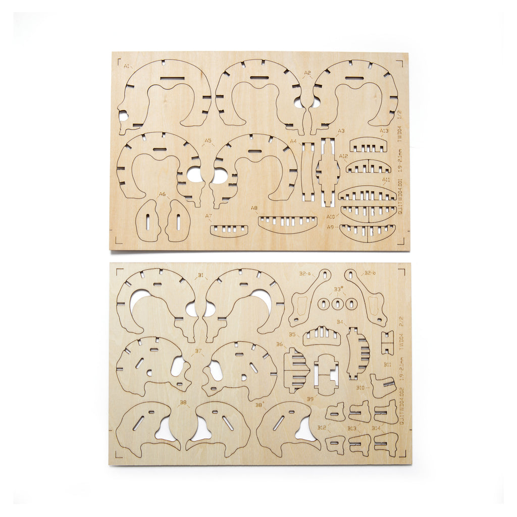 Skull 3D Wooden Puzzle unassembled.