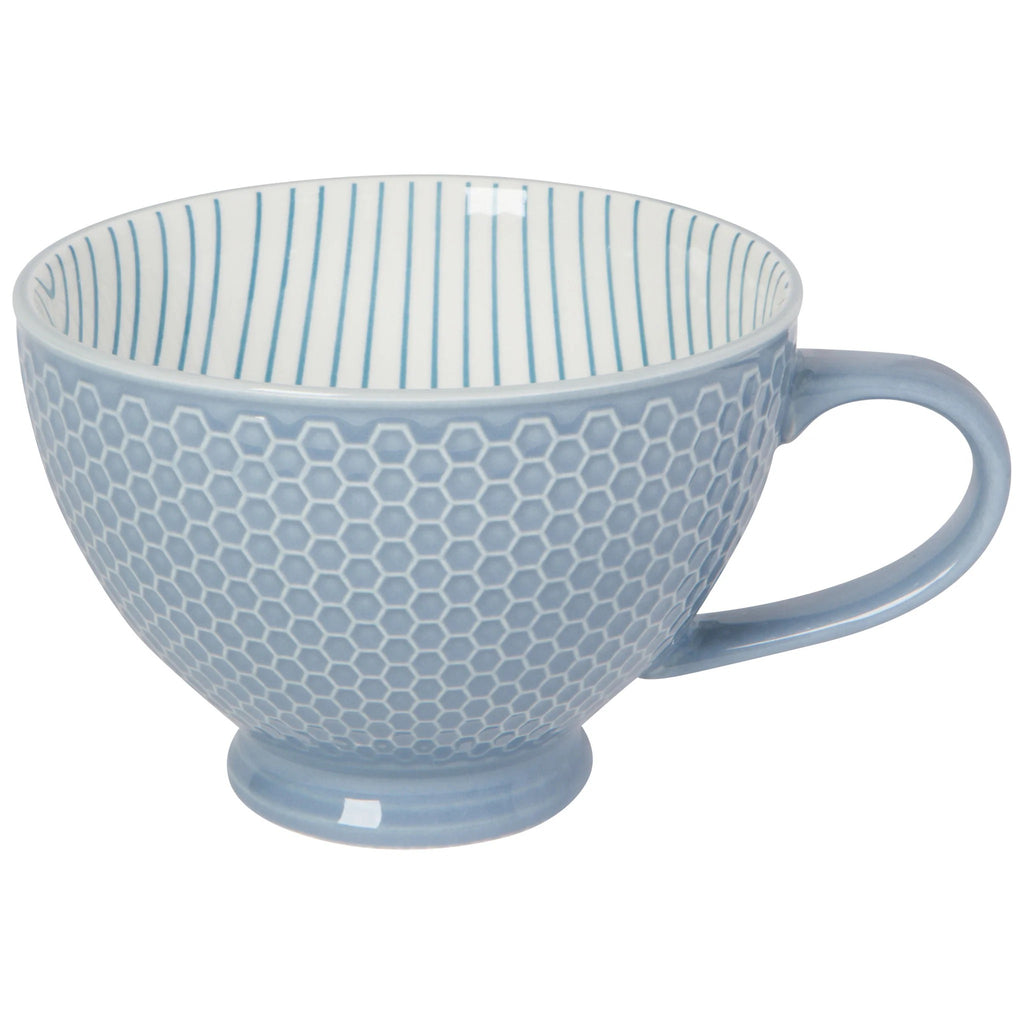 Slate Blue Stamped Latte Mug.