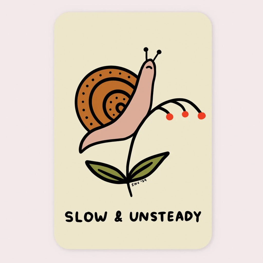 Slow and Unsteady Vinyl Sticker.