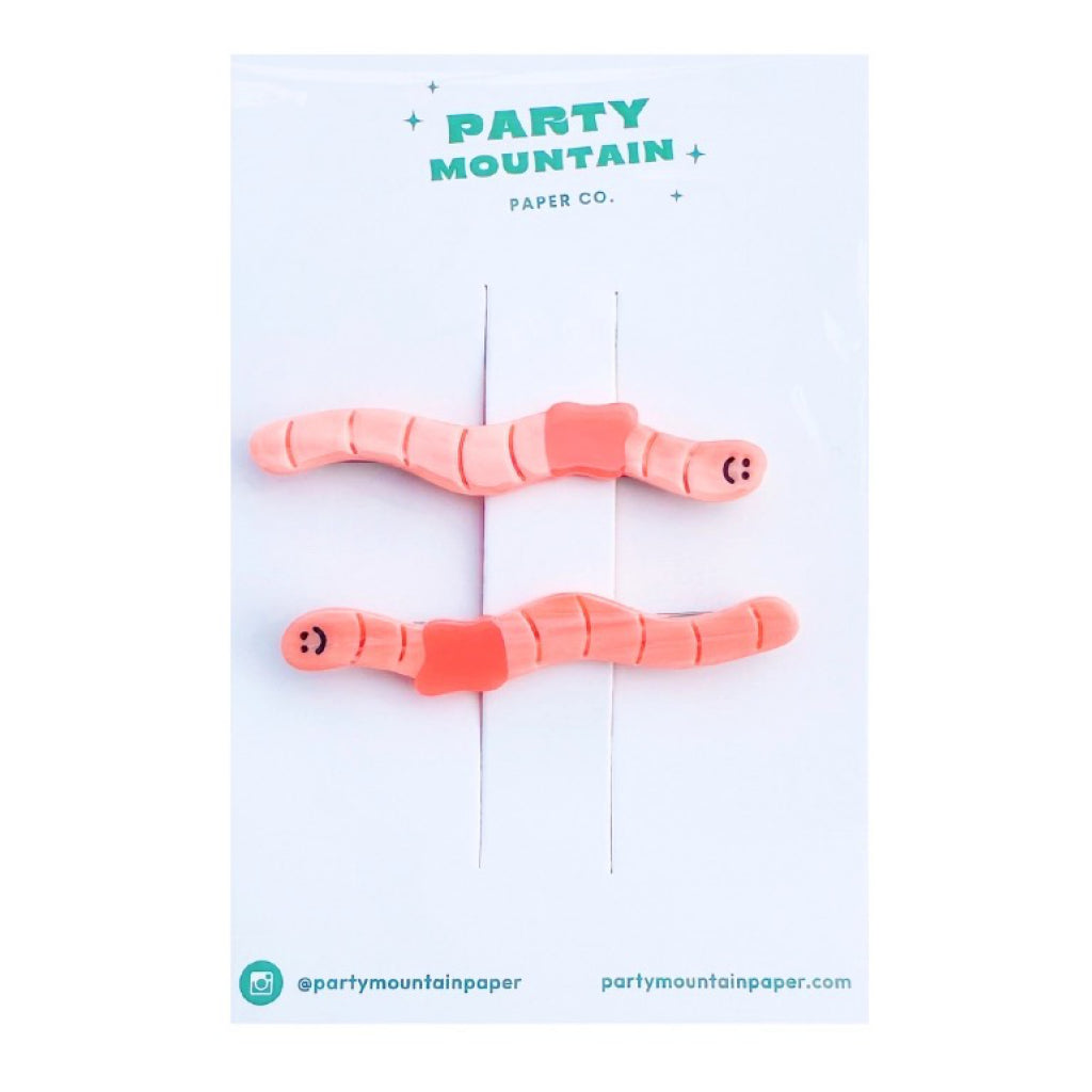 Smiley Worm Barrettes packaging.