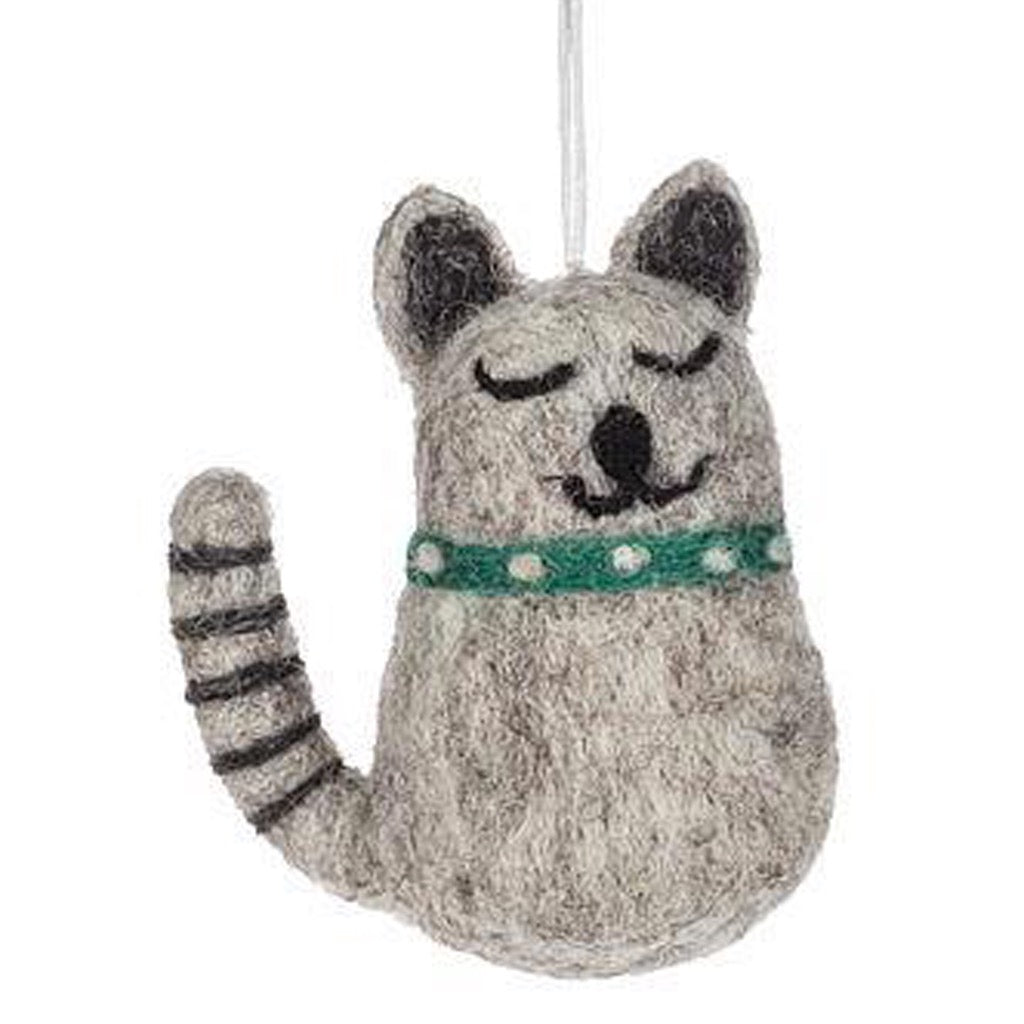 Smiling Cat Ornament grey.