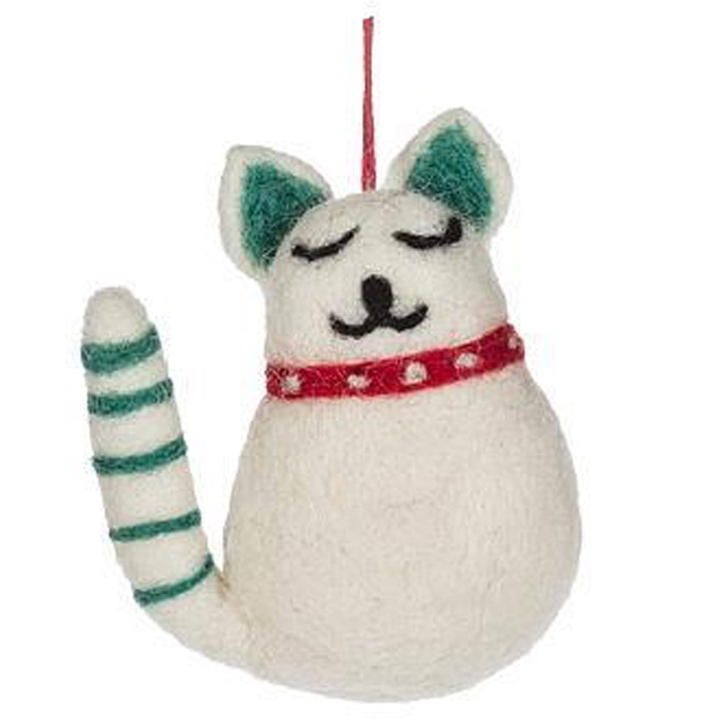 Smiling Cat Ornament white.