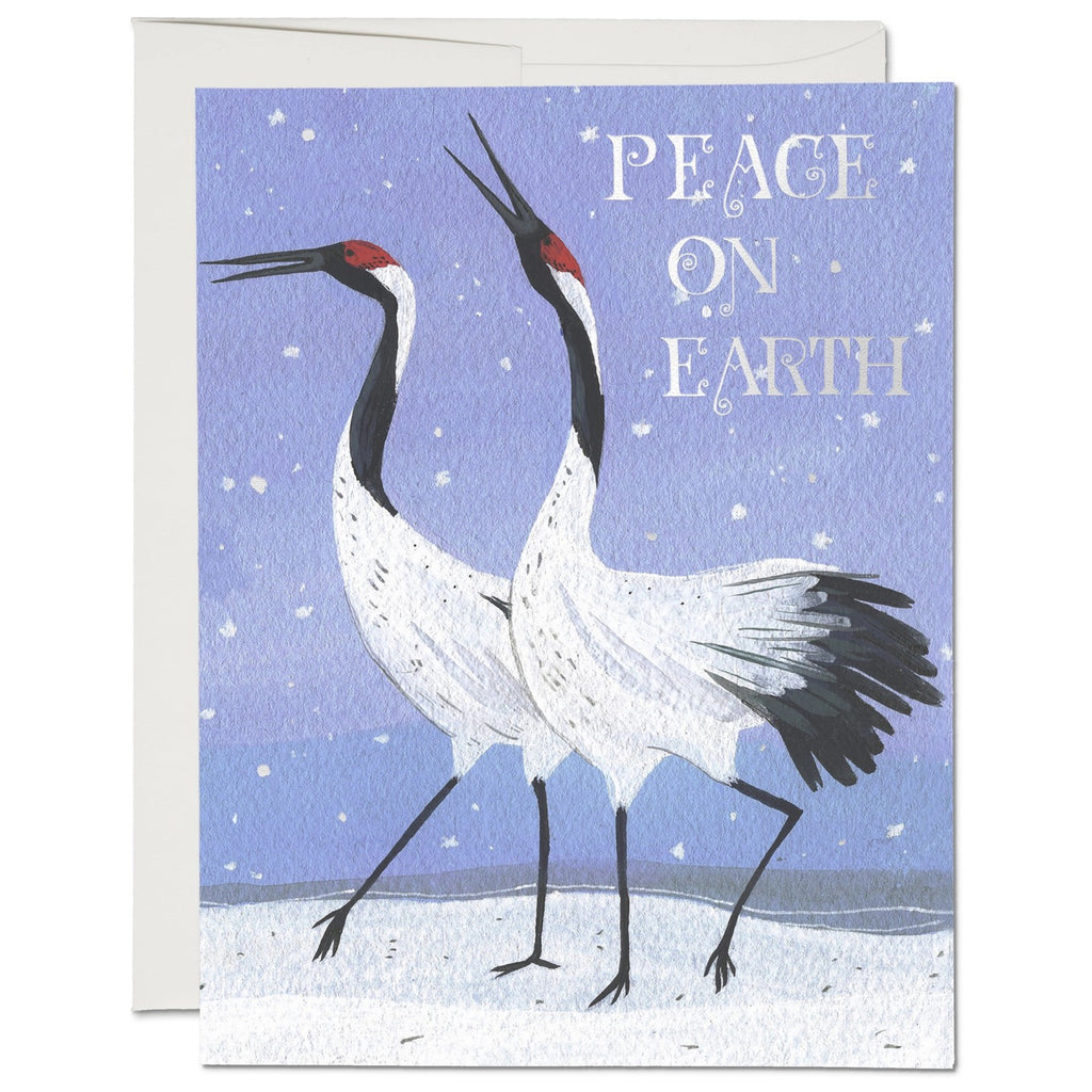 Snow Crane Holiday Card.