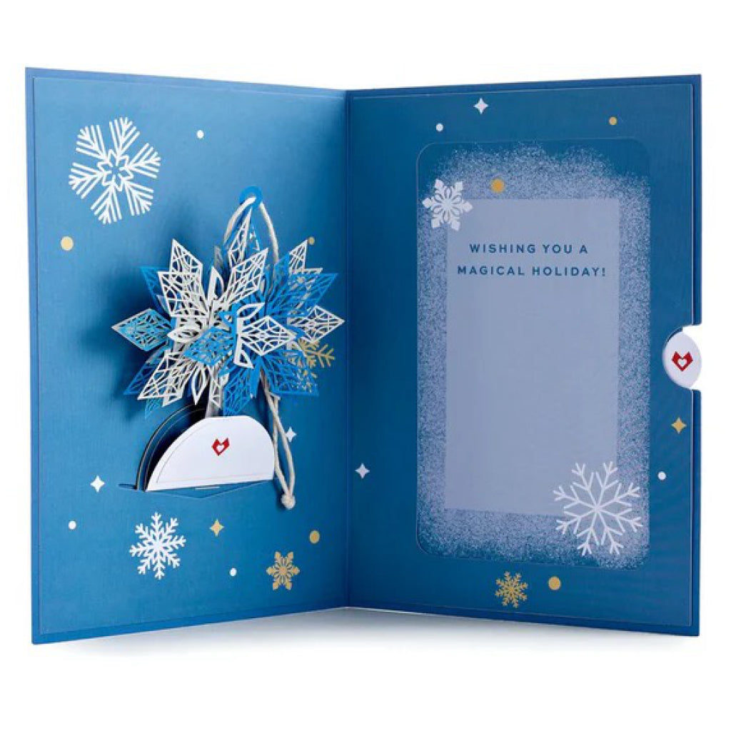 Snowflake Card With Ornament Pop-Up Card.