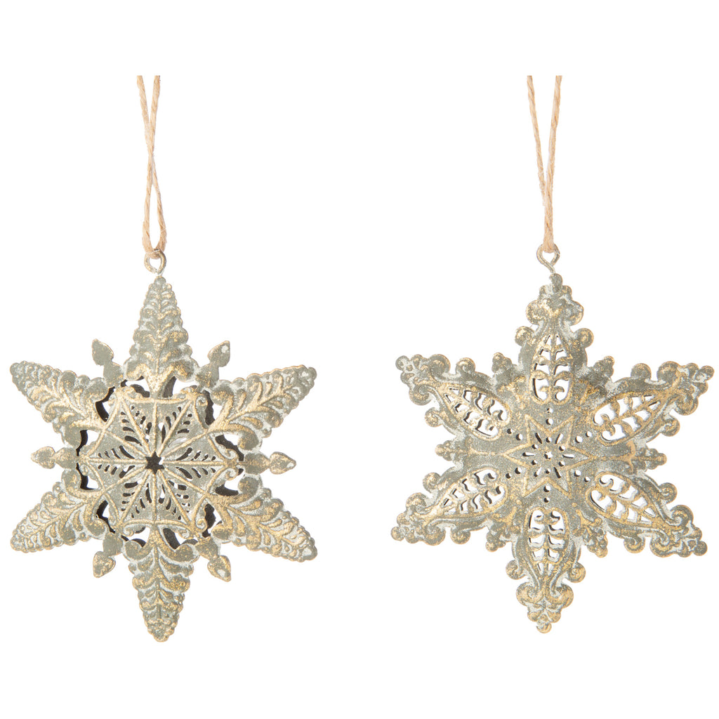 Snowflake Gold Wash Metal Ornament.