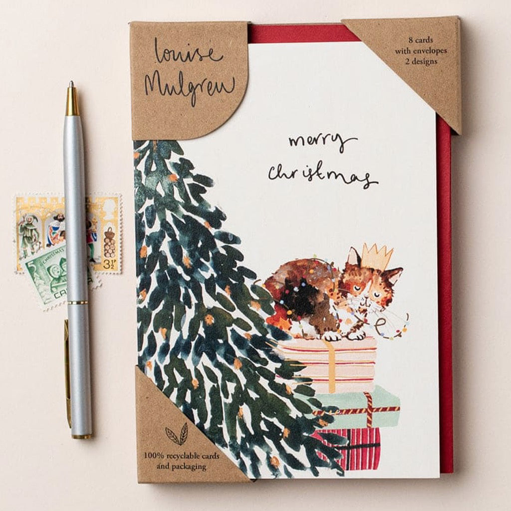 Snowman And Cat Pack Of Christmas Cards.
