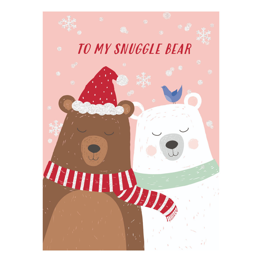 Snuggle Love Bear Christmas Card.