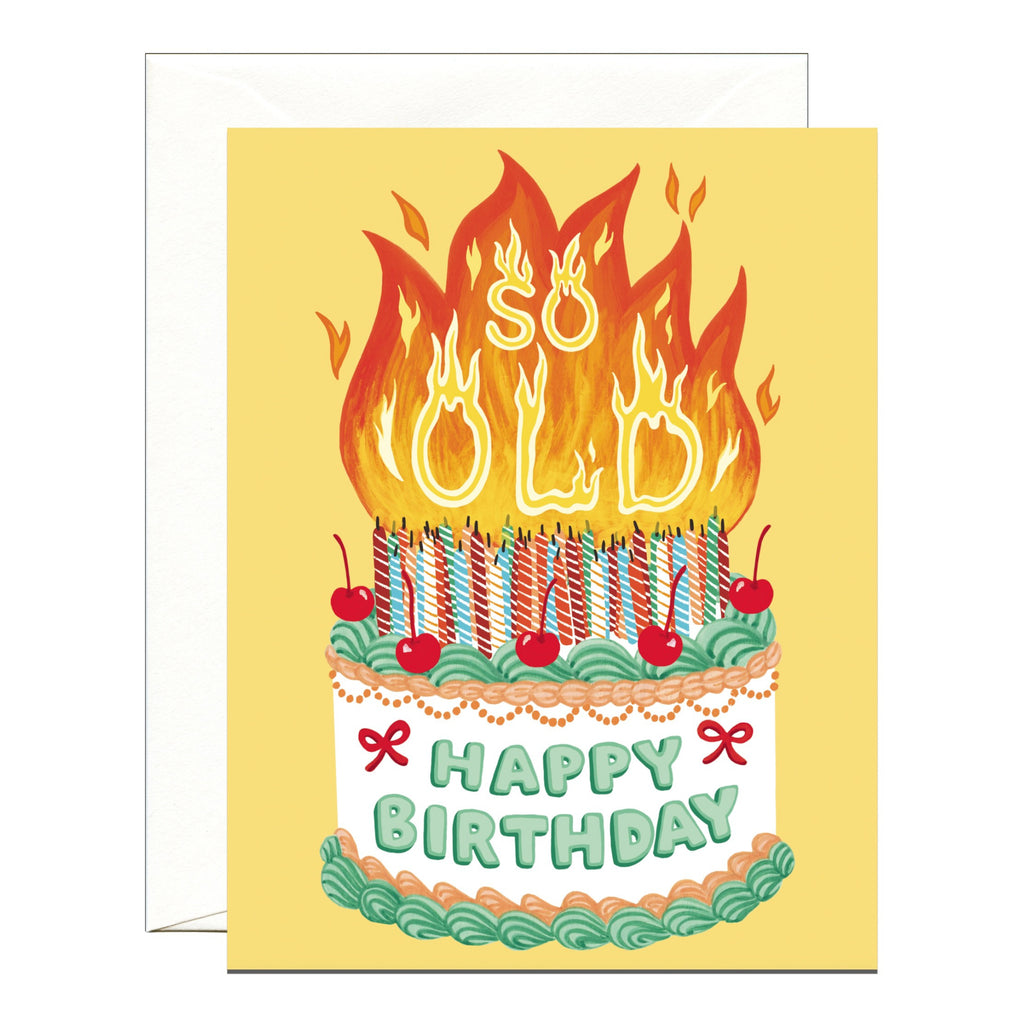 So Old Vintage Flames Birthday Card.