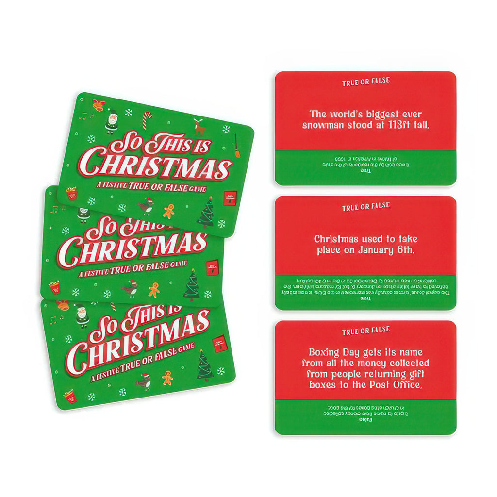 So This Is Christmas True Or False Game - sample cards.