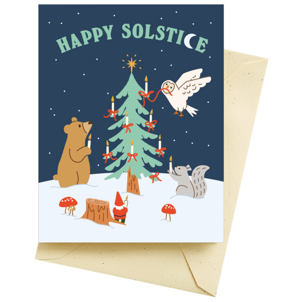 Solstice Creatures Holiday Card.