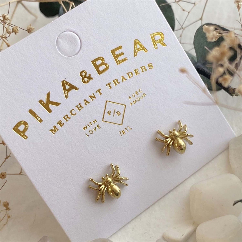 Spider Stud Earrings Brass packaging.