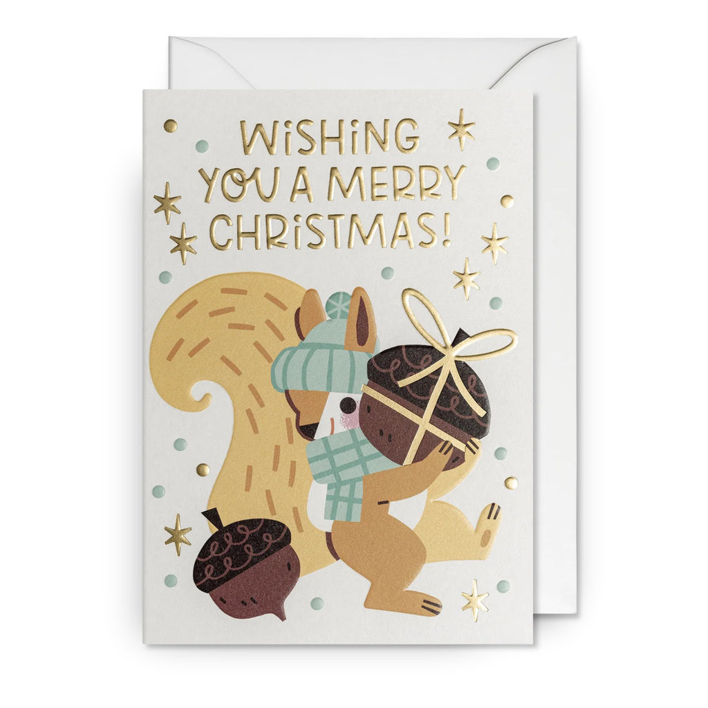 Squirrel With Acorn Christmas Card.