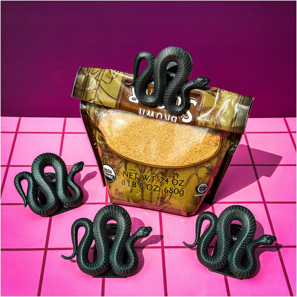 Ssssnack Attack Bag Clips on table.